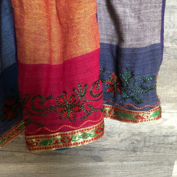 Boho Floral Patchwork Handmade Embroidered in Nepal Cotton  Maxi Skirt S-M - Picture 6 of 10